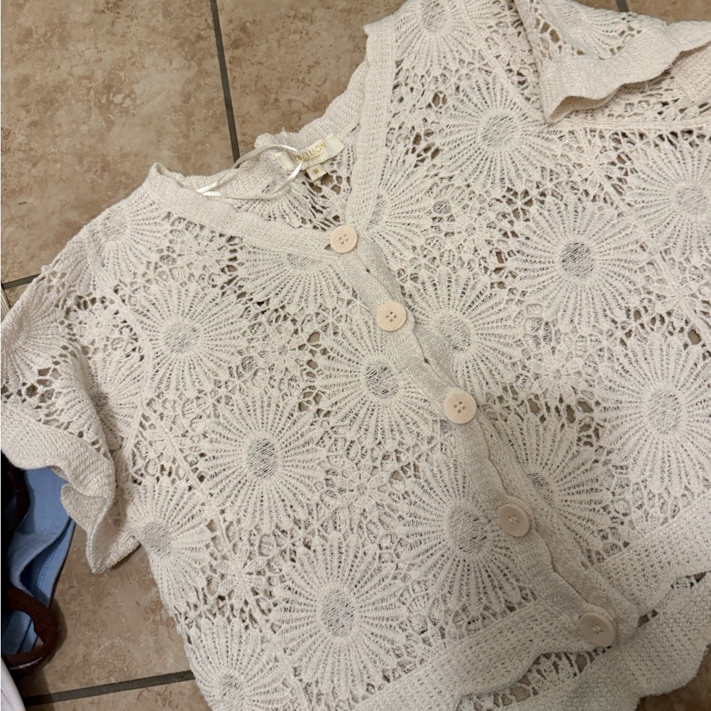 Elegant Cream Crochet Women's Top